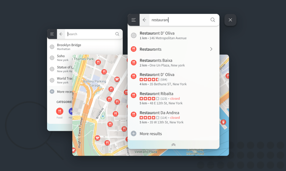 Nmaps platform example screens