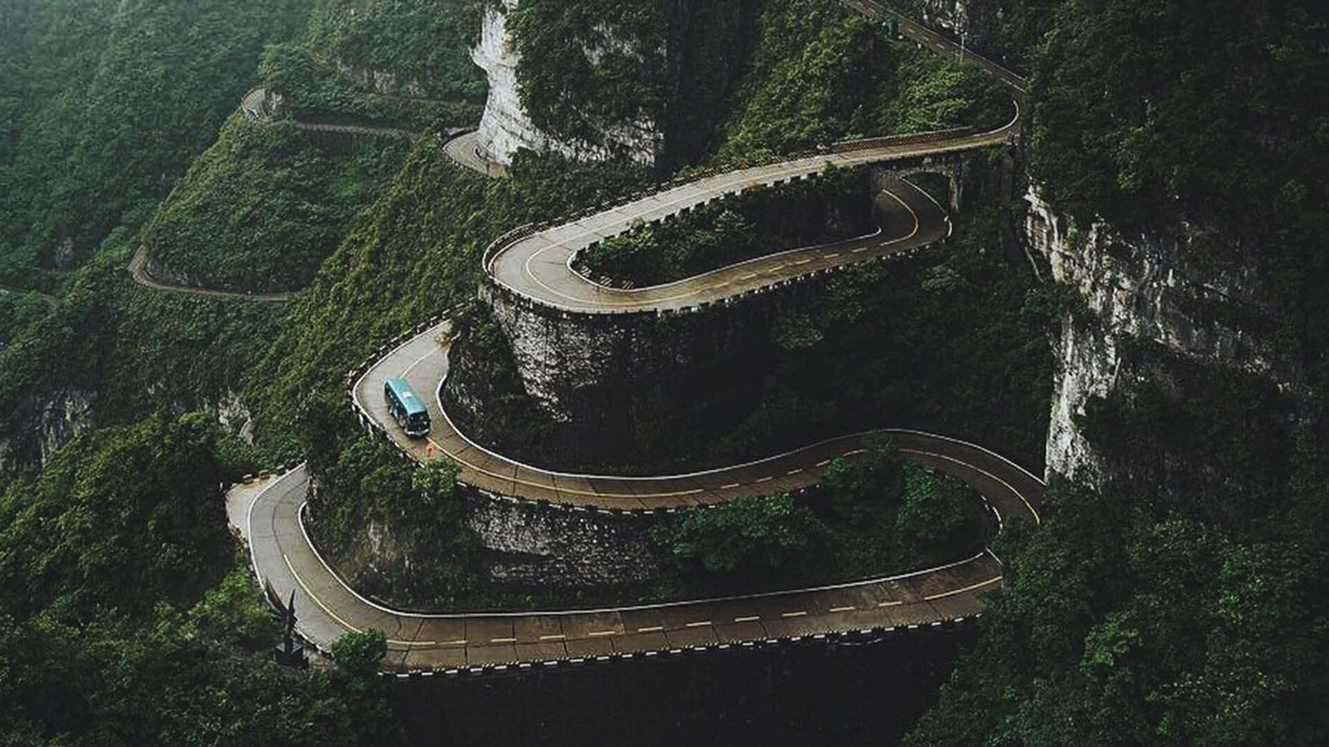 Tianmen mountain road in China